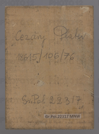 Portrait of Cezary Plater (Cezary Augustyn Plater, 1810–1869) — iconography: portrait in bust, oval, ca. 1916, Lausanne; graphic plate; dimensions: height 9.1 cm, width 6.5 cm, thickness 2.3 cm; graphic matrix: height 9.1 cm, width 6.5 cm, thickness 0.2 cm; maker: Leon Wyczólkowski (1870–1927).