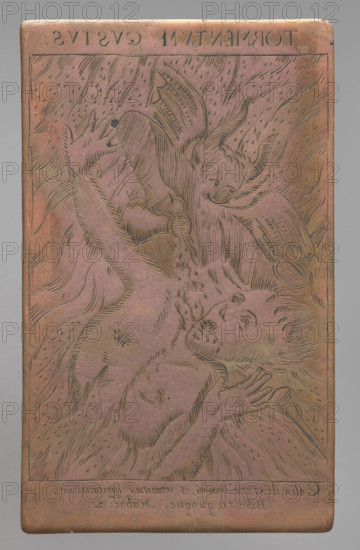 Recto: Martyrdom of the Soul in Hell 'Tormentum gustus'; verso: partially blurred emblematic composition, devils, sinners. Graphic artist; emblematics; Hell; Human Soul (personification). Maker: Konstanty Tyszkiewicz (1806–1868). Date: 1650–1800. Graphic matrix/plate. Dimensions: height 12.4 cm, width 7.5 cm.
