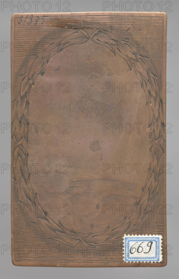 Recto: Martyrdom of the Soul in Hell 'Tormentum gustus'; verso: Partially blurred emblematic composition; devils; sinners; emblematics; Hell; Human Soul (personification); graphic artist; graphic matrix/plate; graphic; height 12.4 cm, width 7.5 cm; dated 1650–1800; maker: Konstanty Tyszkiewicz (1806–1868).
