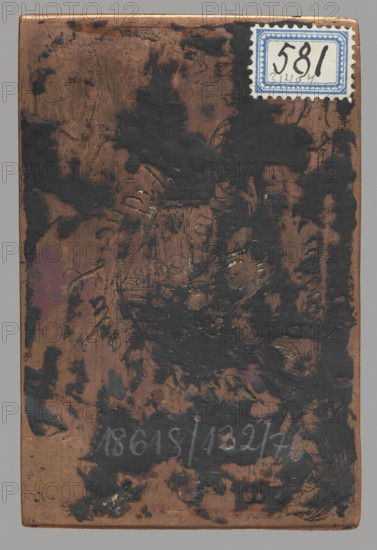Recto: Putti and attributes of science; verso: Our Lady of the Gate of Dawn (painting). Maker: Stanislaw Pczycki (ca. 1769–1844), graphic artist. Date: 1750–1820. Medium: graphic matrix/graphic plate (engraving). Dimensions: height 9.4 cm, width 6.2 cm. Inscriptions: Recto: NMP Ostrobramska.