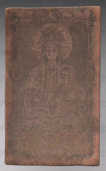 Virgin Mary of Trotsky (Our Lady of Trotsky), Czaplinski, Mikolaj (fl. ca. 1710–1750), graphic artist; Our Lady of Trotsky (image); Mary (mother of Jesus Christ); after 1750; Vilnius; graphic; graphic matrix; graphic plate; height 12.3 cm; width 7.3 cm