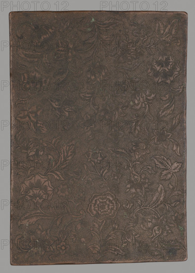 Floral ornament, graphic artist, perhaps a matrix for embossing leather, before 1850; matrix; height 23.7 cm, width 16.6 cm.