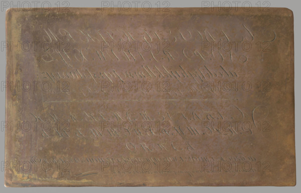 Latin alphabet, Arabic numerals and Russian alphabet; graphic artist; lettering, alphabet; after 1800; Vilnius; graphics; graphic matrix; graphic plate; height 17.8 cm; width 28.7 cm
