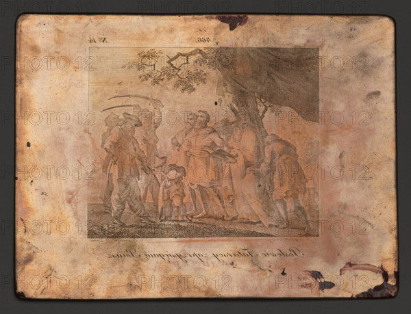 Plate - Tatar envoys swear an alliance, illustration to 'Historical Songs' by JU Niemcewicz; Frenzel, Johann Gottfried Abraham (1782–1855), graphic artist; Sulkowska, Ewa (1786–1824), graphic artist; 1816; graphic plate; height 13.9 cm, width 17.2 cm