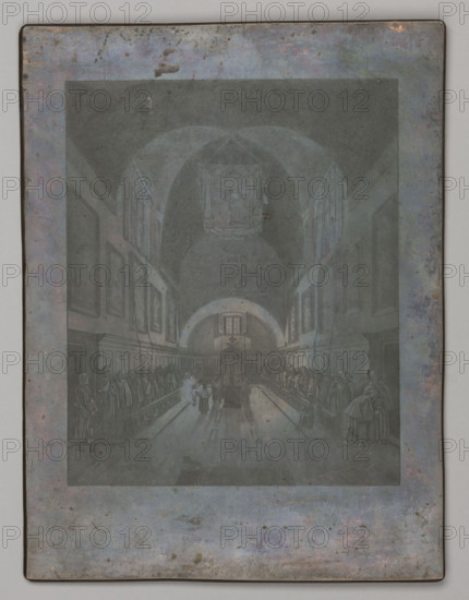 Capuchin Choir in Rome, Granet, François-Marius (1775–1849), painter; Dietrich, Fryderyk Krzysztof (1779–1847), graphic artist; Capuchins (order); prayer (genre scenes); monastery churches; church interiors; painting reproductions; Rome (Italy); 1833; graphic; graphic matrix; graphic plate; height 32 cm; width 23 cm