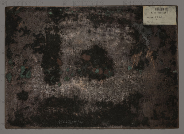 Map of Europe by Joachim Lelewel (1786–1861), graphic artist; prepared by Helena Gieysztor (1859–1934). Unpublished graphic matrix/plate related to a set of 8 plates prepared for the writings 'Sciences giving knowledge of historical sources' (1st ed., Vilnius: J. Zawadzki, 1822) and a supplement, mentioned by Lelewel as adding 8 plates and a silent landscape sheet in 1822–1823. Date: 1822–1824, Vilnius. Medium: graphics (graphic matrix/graphic plate). Dimensions: height 26.7 cm, width 37.4 cm.