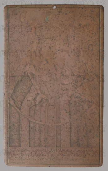Miraculous Image of Our Lady of Laków in the church of the Reformed Fathers, near Bratian, crowned by Benedict XIV in the year 1752 (Our Lady of Laków); Marian image; after 1751; graphic; graphic matrix/plate; height 14.5 cm, width 9 cm, thickness 0.2 cm.