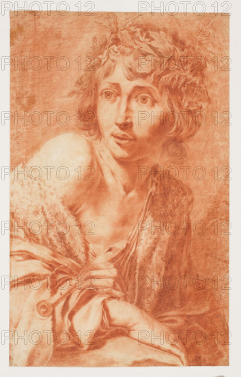 The Holy Trinity; verso: architectural sketch, Pordenone (1483/1484–1539). On the recto a preparatory sketch for an altar painting for the cathedral in San Daniele del Friuli; the painting is documented as completed and paid for on January 22, 1535, so the drawing predates that. The work uses the Throne of Grace Trinitarian iconography, emphasizing the salvific nature of Christ's sacrifice. The depiction shows Pordenone's familiarity with Roman Renaissance (including Michelangelo) and northern Italian art (especially Andrea Mantegna), and his use of contrasting combinations and strong chiaroscuro. On the verso is a small architectural sketch, which was covered during conservation in 1984–1985 when the weakened paper was reinforced with Japanese tissue. Dated before 1535. Medium: drawing. Height: 38.5 cm; width: 29 cm. Subjects: God the Father, the Dove of the Holy Spirit, Christ Crucified.