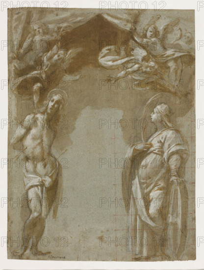 Venus, Carlo Cignani (1628–1719), draughtsman; Giorgio Bonola (1657–1700); Bonola Codex; 1662–1665; Rome; drawing; subject: Venus (mythology), female nude; dimensions: height 28.9 cm, width 43.8 cm.