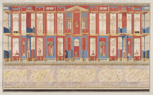 Vestigia delle Terme di Tito. Underground plan, Carlone, Marco (1742-1796), graphic artist; Brenna, Vincenzo (1741-1820), graphic artist; Mirri, Ludovico (1738-1786), publisher. Ancient architecture, Rome (Italy); Golden House of Nero (Rome); The Baths of Titus (Rome); Roman archaeological subject. Architectural plan 'Vestigia delle Terme di Tito', 1776 — illustration. Italian graphic, colored graphic print. Board marked with no. 11, in a graphic album, page 3. Rome, 1776. Height 53.2 cm, width 58.3 cm.