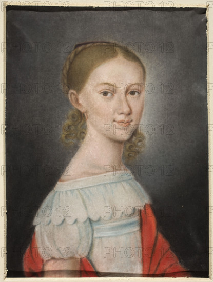 Portrait of Wilhelmina, Princess von Heussenstamm, later Baroness de Vaux (Wilhelmina de Vaux, 1809–1870); pastel drawing, ca. 1820–1825, Austria; height 30.7 cm, width 23.7 cm; female portrait.