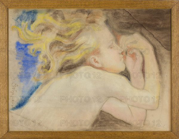 The Preyed Angel, study for a polychrome in the Franciscan Church in Kraków, Wyspianski, Stanislaw (1869–1907), painter; polychrome designs; Young Poland (style); Poland; angels; Polish painting; Polish drawings; 1895 or 1896; Kraków; pastel; height 62 cm; width 47.5 cm