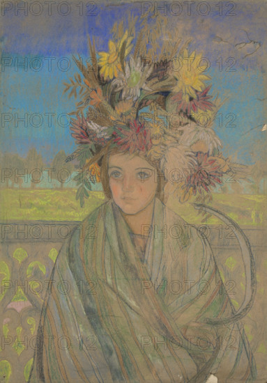 Summer, Rembowski, Jan (1879–1923), painter, Summer (allegory), portraits of women, peasants, 1922, pastel, height 97.5 cm, width 67 cm