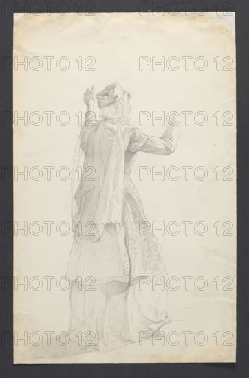 Matron's figure, sketch for the painting 'The Princess's Dowry' (1894), Wojciech Gerson (1831–1901), study for painting, women, costume studies, ca. 1894, drawing, height 35.3 cm, width 22.4 cm