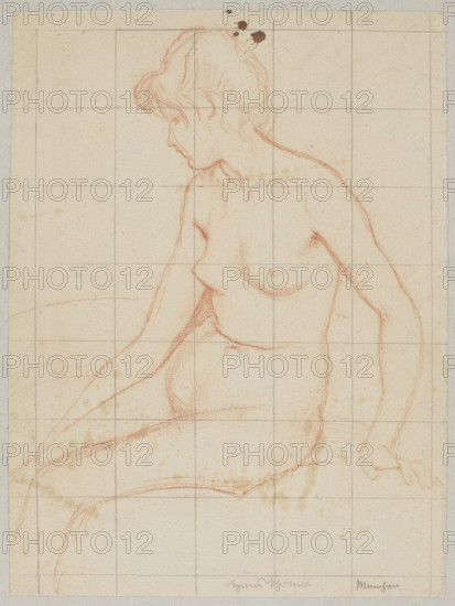 Female nude; Hans Thoma (1839–1924), draughtsman; studies for paintings; female nudes; former German property; German drawings; nudes; 1880; Germany; drawing; height 36 cm; width 26.8 cm