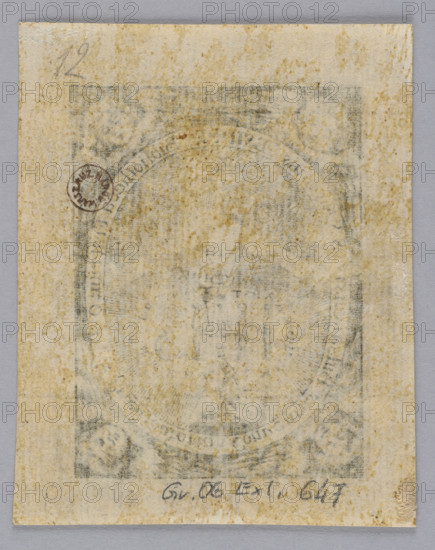 Graphic print bookplate (oval), 2nd half of the 18th century; height 9.1 cm, width 7.2 cm. Depicts angel heads, allegorical-symbolic motifs, lilies, Eye of Providence, dogs, swords, and the IHS monogram—associated with the Dominicans (religious order/Catholic Church). Function: monastic library/bookplate; graphic artist.