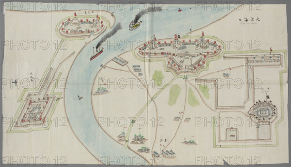 Fortification plan; graphic artist; Chinese art; China; maps; fortifications (architectural); early 20th century; graphic print; height 61.8 cm; width 109.7 cm WQXBCFS