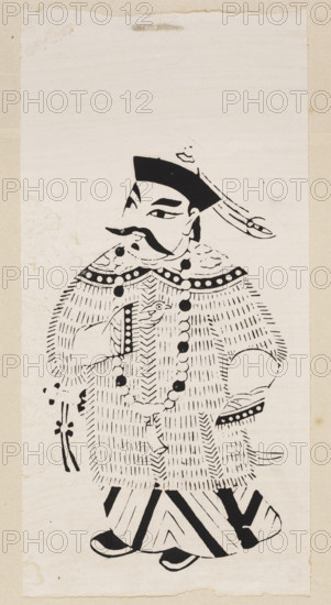 Menshen Gate Guardian, graphic artist Obrebska-Jablonska, Antonina (1901–1994); Jablonski, Witold (1901–1957). Chinese nianhua (New Year's picture) depicting a figure in a military official's outfit. Early 20th century, Jiajiang. Graphic print; height 26.0 cm, width 16.0 cm.
