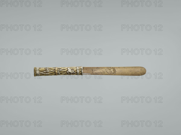 Paper knife, Japanese, Meiji (1868–1912), late 19th century. Materials: bamboo and bronze; decoration: cranes. Dimensions: height 24.0 cm, width 2.0 cm.