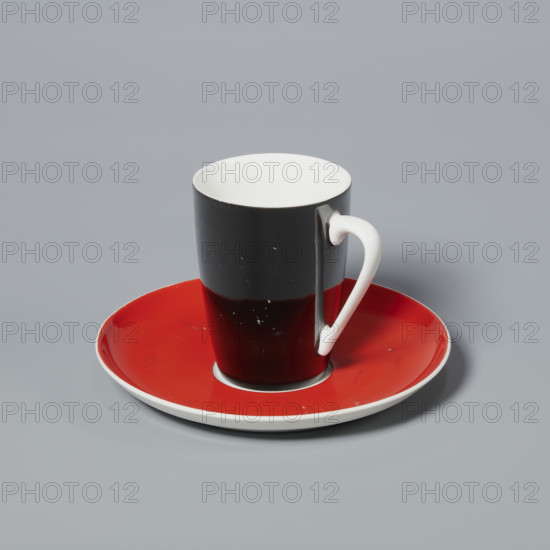 Cup and saucer, 'Goplana' coffee set; Cmielów SA Porcelain and Ceramic Products Factory (1920–1939; 1946–1951), manufacturer; Potacki, Wincenty (1904–2001), designer; style 1955–1965; Polish colored porcelain; 1960–1962; Cmielów; vessel