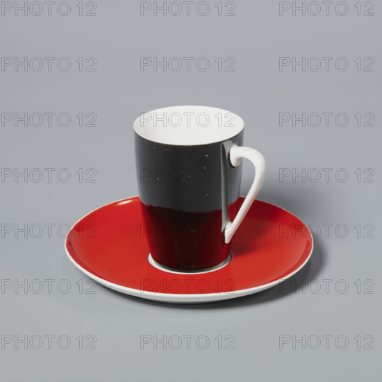 Cup and saucer from the 'Goplana' coffee set; designer Wincenty Potacki (1904–2001); manufacturer Fabryka Porcelany i Wyrobów Ceramicznych Cmielów SA (1920–1939; 1946–1951); Polish colored porcelain; style 1955–1965; dated 1960–1962; Cmielów; vessel