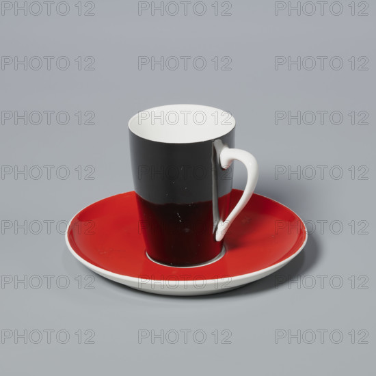 Cup and saucer from the 'Goplana' coffee set; Cmielów Porcelain and Ceramic Products Factory (1920–1939; 1946–1951), manufacturer; Potacki, Wincenty (1904–2001), designer; Polish colored porcelain, style 1955–1965; dated 1960–1962; Cmielów; vessel.