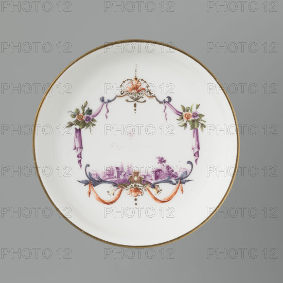 Bowl saucer, Koenigliche Porzellain Fabrique, Meissen (1710–1763), manufacturer; ca. 1750; Meissen; vessel; height 2.9 cm; width 13 cm
