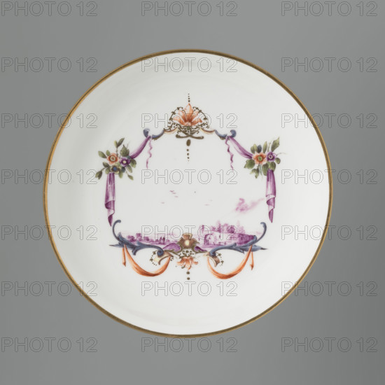 Bowl saucer, Koenigliche Porzellain Fabrique, Meissen (1710–1763), manufacturer; ca. 1750; Meissen; vessel; height 2.9 cm; width 13 cm
