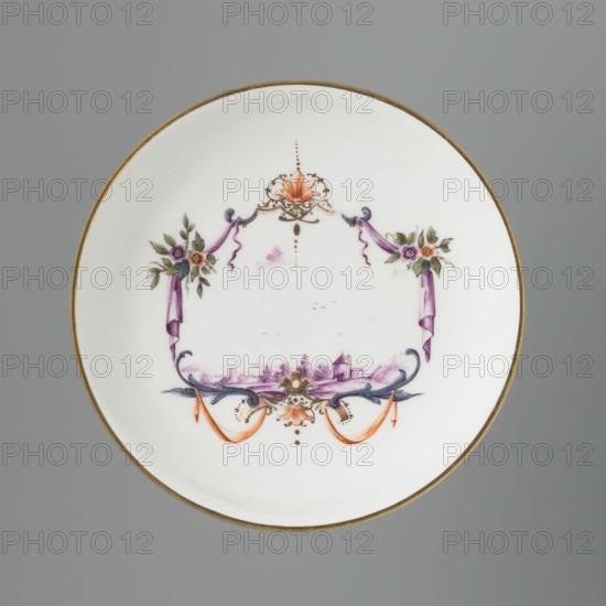 Bowl saucer, Koenigliche Porzellain Fabrique, Meissen (1710–1763), manufacturer; ca. 1750; Meissen; vessel; height 2.9 cm; width 13 cm