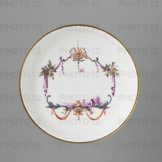 Bowl saucer, Koenigliche Porzellain Fabrique, Meissen (1710–1763), manufacturer, ca. 1750, Meissen; vessel; height 2.9 cm, width 13 cm