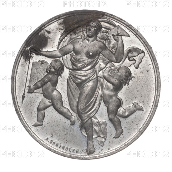 Souvenir from the national exhibition Lviv; Schindler, Aleksander (1859–post 1900); exhibitions; symbolic scenes; figures; symbols; Art Nouveau (style); 1894; Poland; medal