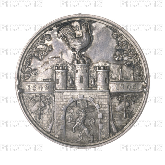350th anniversary of the Lviv Riflemen's Brotherhood; shooting brotherhoods; anniversary medal; inscriptions; commemorative inscriptions; Art Nouveau style; 1896; Poland; medal WQXBCFS