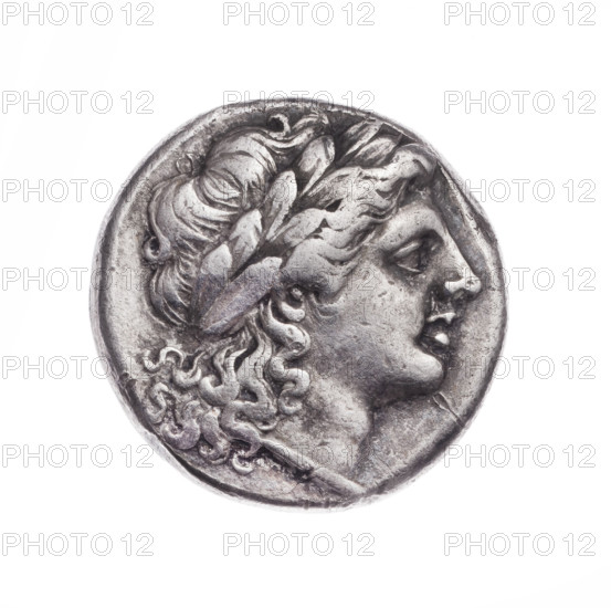 Didrachma; issuer: Rome; obverse: head of Apollo in a laurel wreath turned to the right; reverse: galloping horse to the left with inscription 'ROMA' above; date: 234–231 BC (Roman Republic); material: coin; diameter 18.7 mm; weight 6.62 g; axis 180°; maker: Jan Piotr Lewinski (1876–1939)