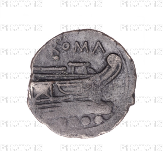 Triens; obverse: head of Minerva right wearing Corinthian helmet; above value mark oooo. Reverse: ship's prow right; above inscription ROMA; below value mark oooo. After 211 BC; Roman Republic (505–27 BC); Rome. Coin; diameter 22.5 mm; weight 6.80 g; axis 225°. WQXBCFS