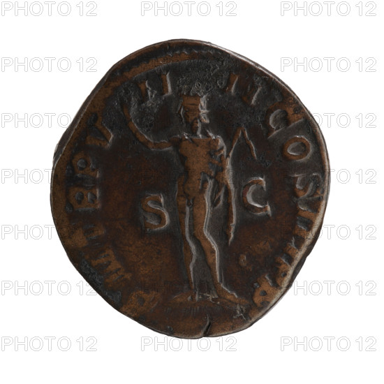 Sestertius; Roman deities; Sol (mythology); Alexander Severus (Roman emperor, 222–235) — iconography; 230; Rome, Roman Empire (27 BC–476); coin; diameter 29.5–30.0 mm; weight 22.38 g