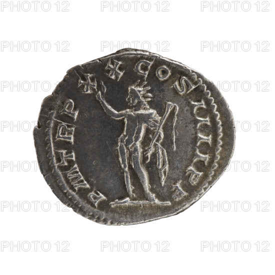Antoninian, Caracalla (188–217; Roman emperor 198–217), issuer. Obverse: Bust of Caracalla on the right in a radiant crown, armor and drapery; beaded border; inscription ANTONINVSPIVSAVGGERM. Reverse: Naked Sol standing straight with head turned left, right hand raised, holding a globe in the left; pearl border; inscription PMTRPXXCOSIIIIPP. Date: 216. Roman Empire (27 BC–476). Rome. Coin; diameter 23.9 mm; weight 3.70 g.
