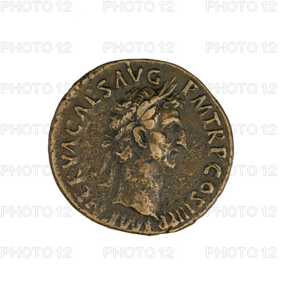 Nerva (30–98; Roman emperor 96–98). Coin. Obverse: Nerva's head right, laurel wreath; inscription IMP NERVA CAES AVG PM TR P COS III PP. Reverse: Fortuna standing left, rudder in right hand and horn of plenty in left; inscriptions FORTVNA, GVST and marks SC; 97. Roman Empire. Diameter 28.0 mm; weight 10.90 g; axis 180°.