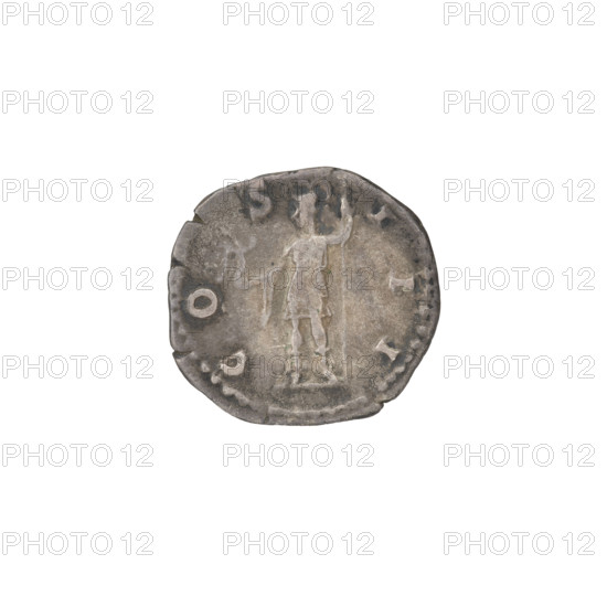Denarius, Hadrian (76–138; Roman emperor 117–138). Obverse: head of Hadrian in laurel wreath facing right; rim inscription HADRIANVSAVGVSTVS. Reverse: Roma standing left, wearing a short robe and helmet, figure of Victoria in right hand, spear in left; rim inscription COSIII. Date: 125–128. Rome, Roman Empire (27 BC–476). Coin; diameter 18.0–18.5 mm; weight 2.95 g.