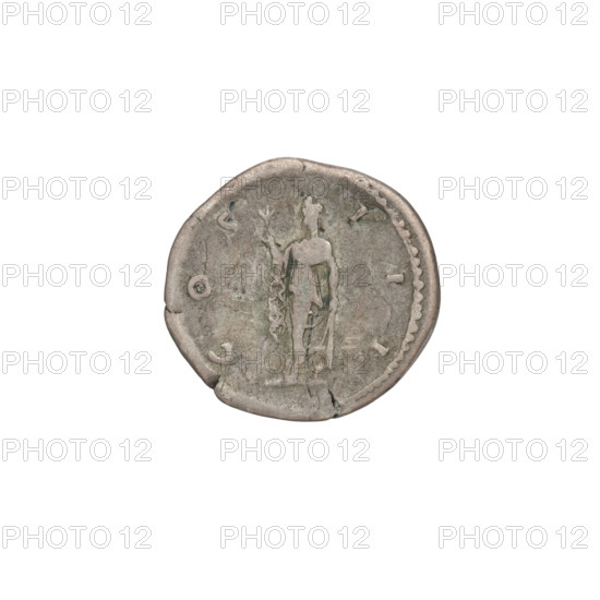 Denarius of Hadrian (76–138; Roman emperor 117–138). Obverse: head of Hadrian in laurel wreath facing right; rim inscription HADRIANVSAVGVSTVS. Reverse: Spes walking left, holding a flower in her raised right hand and lifting her robe with her left hand; rim inscription COSIII. Date: 125–128. Rome, Roman Empire (27 BC–476). Coin; diameter 18.0–19.0 mm; weight 3.17 g.