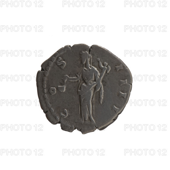 Denarius, Antoninus Pius (86–161; Roman emperor 138–161), 152–153. Obverse: head of Antoninus Pius in a laurel wreath facing right, inscribed ANTONINVS AVG - PIVS PP TR P XVI. Reverse: Vesta in a veil standing left, holding a ladle (simpulum) in her right hand and a palladium in her left, inscribed COS - IIII. Roman Empire, Rome. Coin; diameter 17.5–18.5 mm, weight 3.20 g, axis 0°.