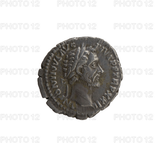 Denarius of Antoninus Pius (86–161; Roman emperor 138–161). Obverse: Head of the emperor with a laurel wreath facing right, legend ANTONINVS AVG - PIVS PP TRP XXII. Reverse: The emperor in a toga and veil stands left, holding a patera above a tripod in his right hand and a scroll in his left, legend VOTA SVSCE - PTA DEC III. Issue: COS IIII, 158–159. Roman Empire, Rome. Coin; diameter ~17.5–18.0 mm; weight 3.20 g; axis 0°.