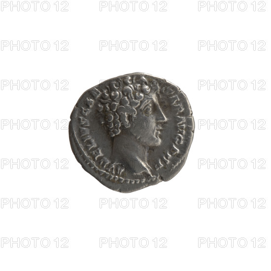 Denarius, Marcus Aurelius (121–180; Roman emperor 161–180), ca. 145–147. Obverse: Head of young Marcus Aurelius without a cap facing right, inscription 'AVRELIVS CAE - SAR AVG PII F' circumferential. Reverse: Honos (personification) stands left, holding a branch in his right hand and a cornucopia in his left, inscription 'C OS - I I' circumferential. Issuer: Antoninus Pius (86–161; Roman emperor 138–161). Iconography: Marcus Aurelius (heir to the throne; 138–161). Roman Imperial coin; bronze/AV?; weight 3.2 g; diameter 16.5–18.5 mm; axis 195°.