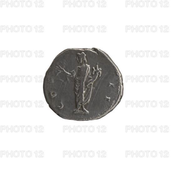 Denarius, ca. 145–147. Obverse: Head of young Marcus Aurelius without a cap to the right, inscription 'AVRELIVS CAE - SAR AVG PII F' (circumferential). Reverse: Honos stands left, holding a branch in his right hand and a cornucopia in his left, inscription 'C OS - I I' (circumferential). Issuers: Marcus Aurelius (heir to the throne; 138–161) and Antoninus Pius (86–161; Roman emperor 138–161). Iconography: branches, cornucopia, personifications (Honos). Roman Empire (27 BC–476), Rome. Coin; silver; weight 3.20 g; diameter 16.5–18.5 mm; axis 195°.
