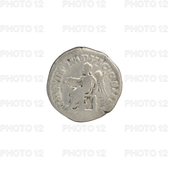 Denarius of Commodus (161–192 CE). Obverse: Head of Commodus in a laurel wreath to the right, legend L AVREL COM•MODVS AVG. Reverse: Victoria seated left, holding a patera in her right hand and a palm branch in her left, legend TRP IIII IMP III COS II PP. Date: 179 CE. Roman Empire. Silver coin; diameter 17.5 mm, weight 3.05 g, axis 0°.
