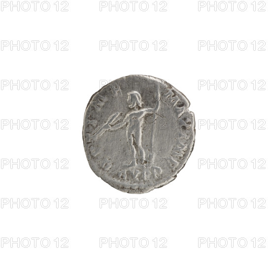 Denarius of Commodus (reign 177–192). Obverse: Head of Commodus in a laurel wreath facing right, inscription M · COMM ANT P · FEL AVG BRIT. Reverse: Naked Jupiter standing left, holding a thunderbolt in his right hand and a scepter in his left, inscription OPTIME · MAXIME; added control marks CV · PP. Dated AD 186–189. Roman Empire; mint Rome. Coin; silver. Weight 2.40 g; diameter c. 16.5–17.5 mm; axis 0°.