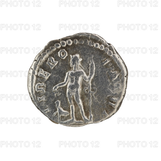 Denarius of Septimius Severus (146–211; Roman emperor 193–211). Obverse: Head of Septimius Severus in a laurel wreath facing right, inscription L SEPT SEV PE - RT AVG IMP III. Reverse: Naked Liber standing left, holding a jug in his right hand and a thyrsus in his left, a panther seated at his left feet, inscription LIBERO - PATRI. Dated 194. Roman Imperial coin; diameter ~17.5–18.0 mm, weight 3.20 g, axis 345°.