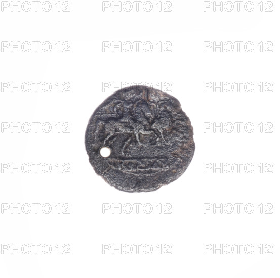 sestertius, publisher, Dioscuri on horses, Wladyslaw Semerau-Siemianowski (1849-1938), Roma (mythology), horses, helmets, head of Roma, Obv. Head of Roma in a helmet to right; behind it the value mark IIS. Pearl border. Rev. Dioscuri on horses to right; below in a frame the inscription ROMA. Continuous border. 211 BC, Roman Republic (505-27 BC), Rome, coin, diameter 11.5 mm, weight 0.81 g, axis 135°