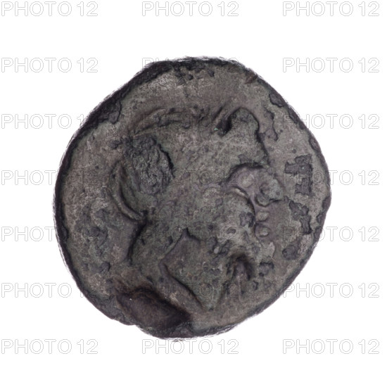 Obv. Head of Saturn in laurel wreath to right; behind it value mark S. Rev. Ship's prow to right; above value mark S; below inscription ROMA. Semis, head of Saturn, ship's prow, Saturn (mythology). After 211 BC, Roman Republic (505–27 BC), Rome. Coin, diameter 29.0 mm, weight 17.90 g, axis 90 degrees. Maker: Bronislaw Sabat (1871–1953).