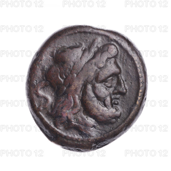 Semis; obverse: head of Saturn in laurel wreath at right, behind it value mark S; reverse: ship's prow at right, above value mark S, below inscription ROMA. After 211 BC, Roman Republic (505–27 BC), Rome. Coin; diameter 26.0 mm, weight 18.05 g, axis 315°.