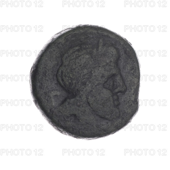 Obv. Head of Saturn in laurel wreath facing right; behind it value mark S. Rev. Ship's prow facing right; above value mark S; below inscription ROMA. semis, head of Saturn, ship's prow, Saturn (mythology), ships, Sabat, Bronislaw (1871–1953), after 211 BC, Roman Republic (505–27 BC), Rome, coin, dia. 26.2 mm, weight 17.63 g, axis 270 degrees